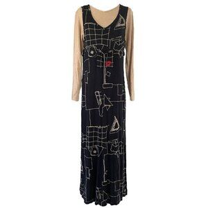 BETS By Canvasbacks Vintage Layered 2 Piece Dress Sz M Maxi 80s 90s Art Eclectic